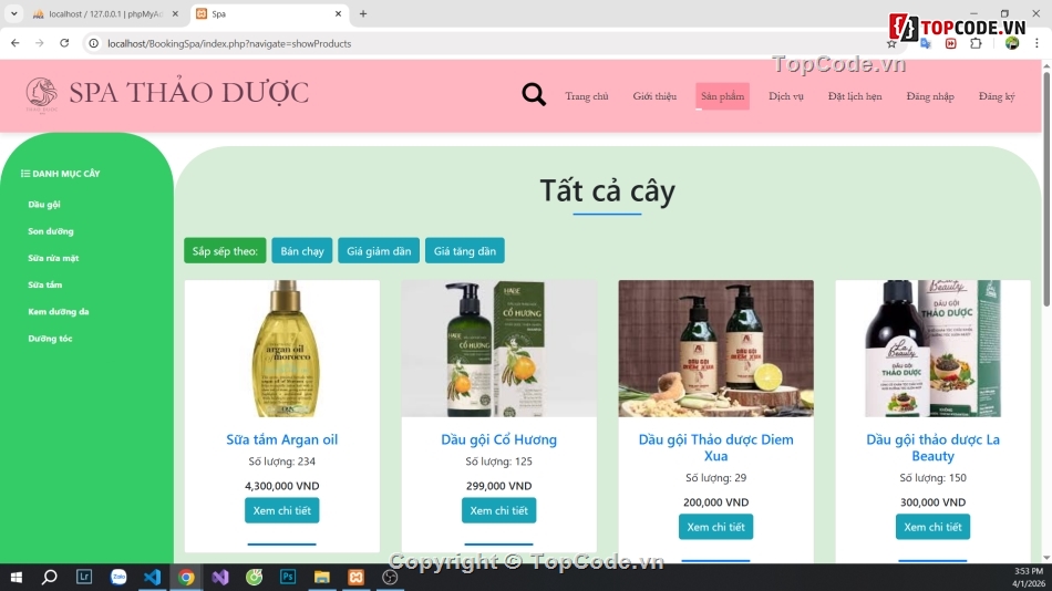 web làm đẹp,web mỹ phẩm,website mỹ phẩm,mỹ phẩm online,website spa,đặt lịch spa